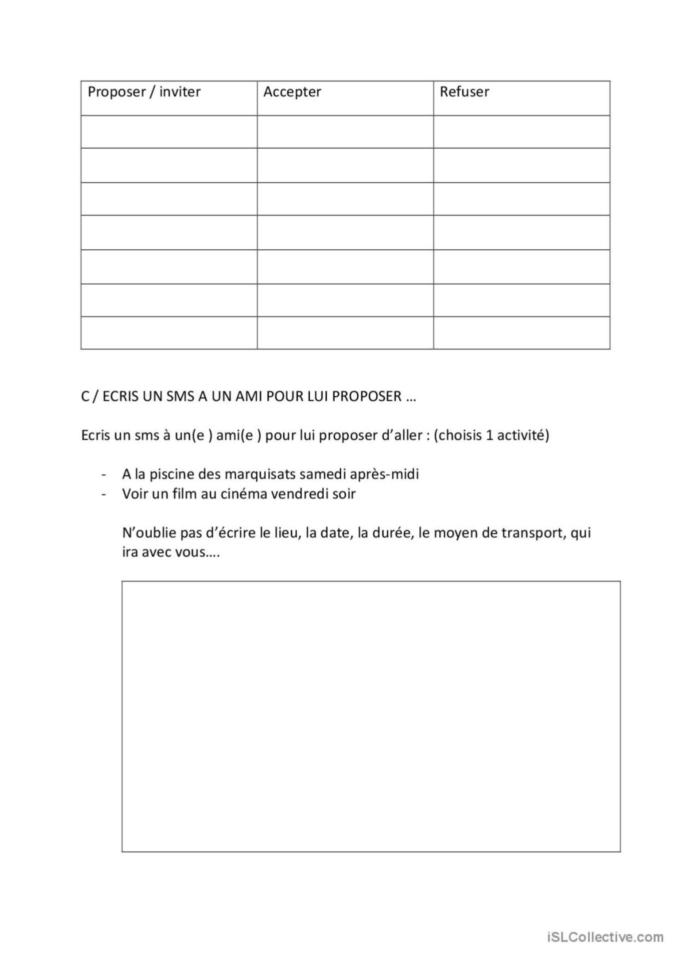 Inviter proposer comprehension ecrite texte questions feuille dexer 116415 2