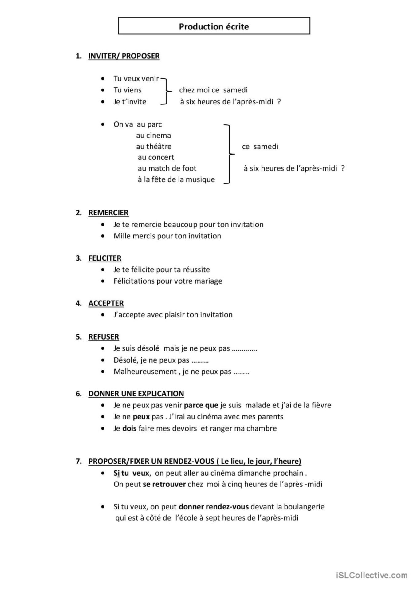 Inviteraccepterrefuser une proposition liste de vocabulaire 123155 1